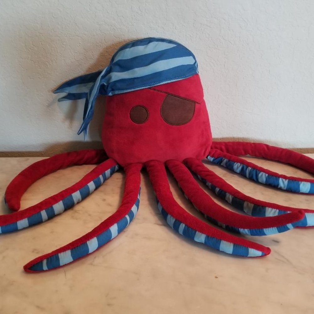 Circo Octopus Pirate Adventure Plush 22" Red Large Pillow Stuffed Animal Toy